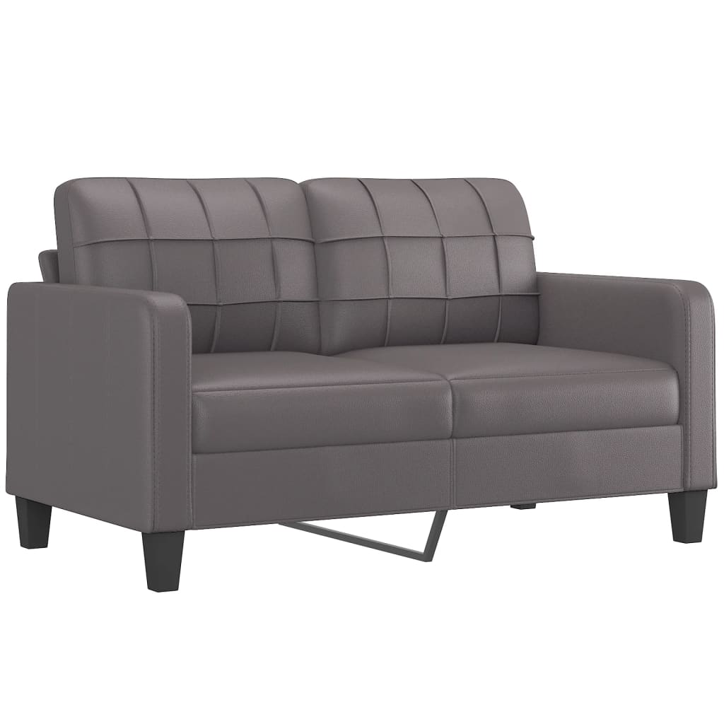 vidaXL divdaļīgs dīvānu komplekts ar spilveniem, pelēka mākslīgā āda