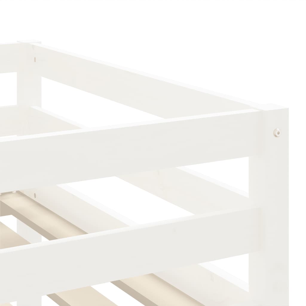 vidaXL bērnu gulta ar trepēm, balts, 80x200 cm, priedes masīvkoks