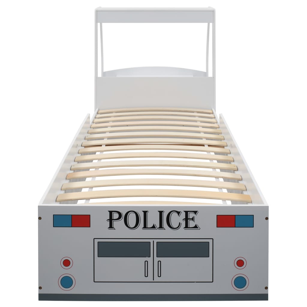 vidaXL bērnu gulta, policijas mašīnas dizains, matracis, 90x200 cm