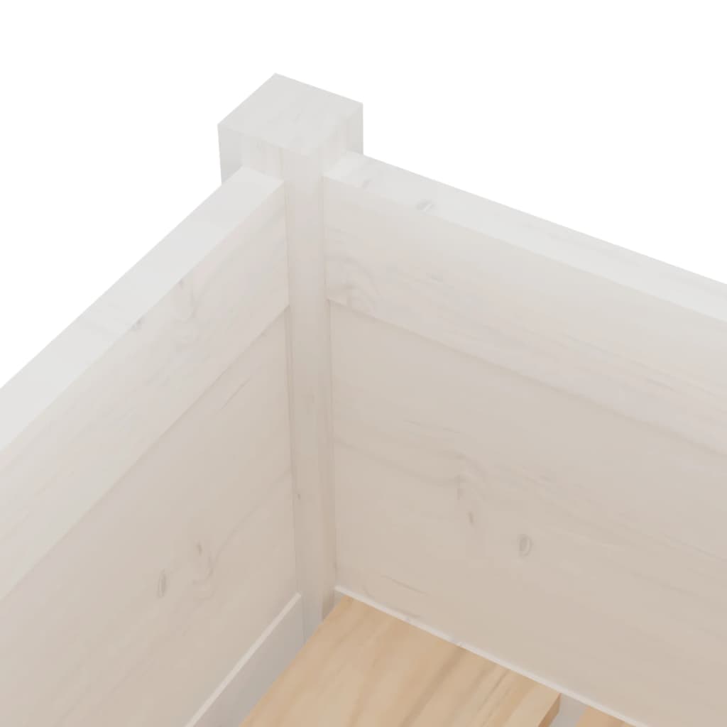 vidaXL dārza puķu kaste, balta, 70x70x70 cm, priedes masīvkoks