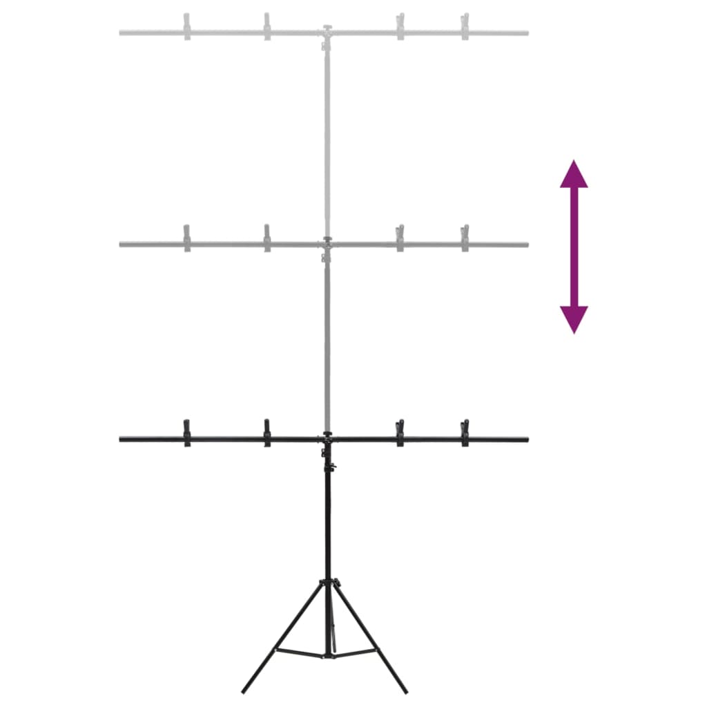 vidaXL fonu statīvs, T-forma, melns, 151x60x(70-200) cm