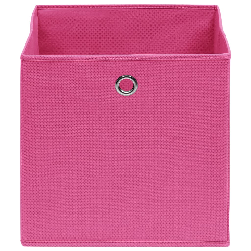 vidaXL uzglabāšanas kastes, 4 gab., rozā, 32x32x32 cm, audums