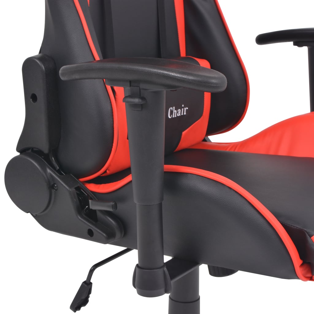 vidaXL atgāžams biroja krēsls, mākslīgā āda, melns ar sarkanu