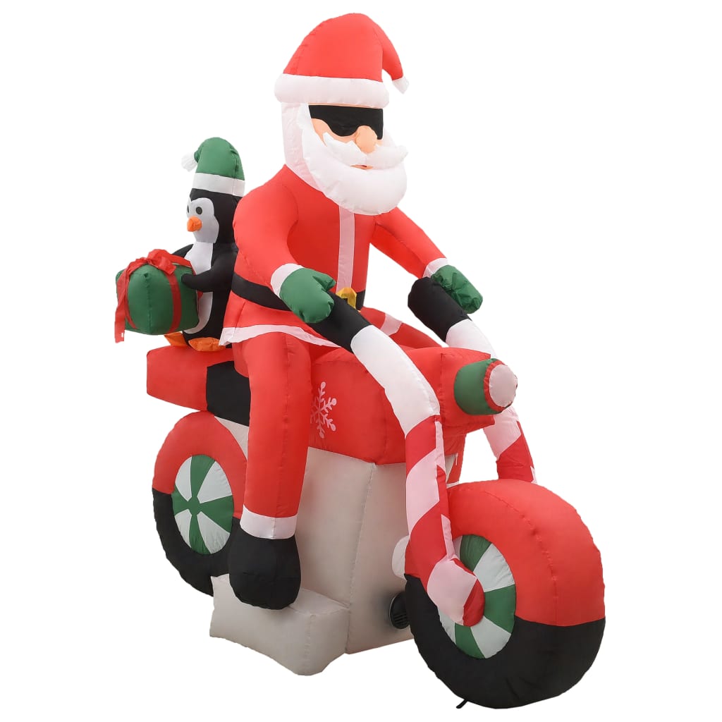 vidaXL piepūšams Ziemassvētku vecītis uz motocikla, LED, IP44, 160 cm