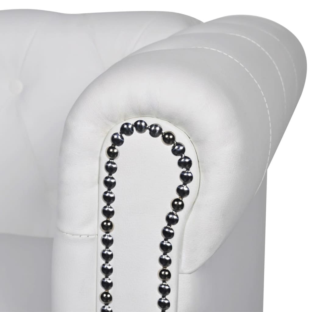 vidaXL Chesterfield dīvānu komplekts, balta mākslīgā āda