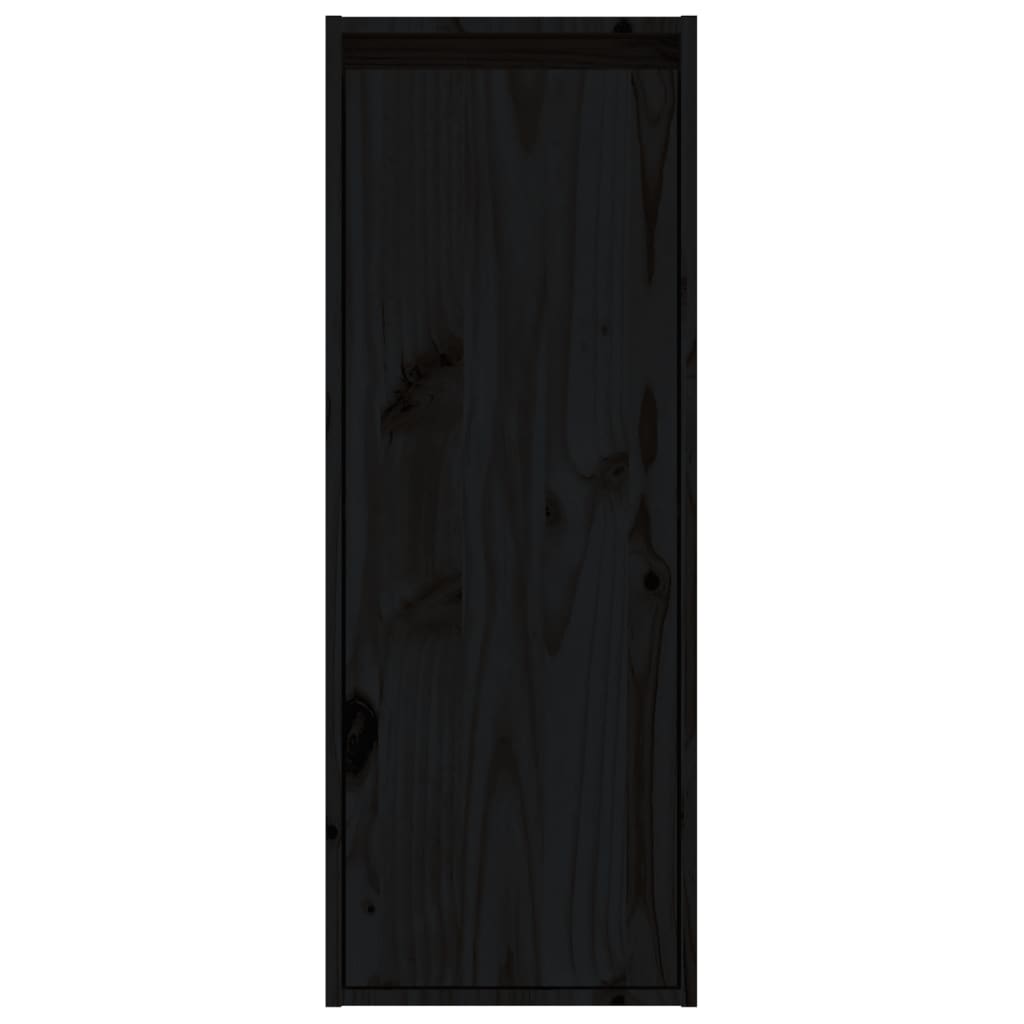 vidaXL sienas skapītis, melns, 30x30x80 cm, priedes masīvkoks