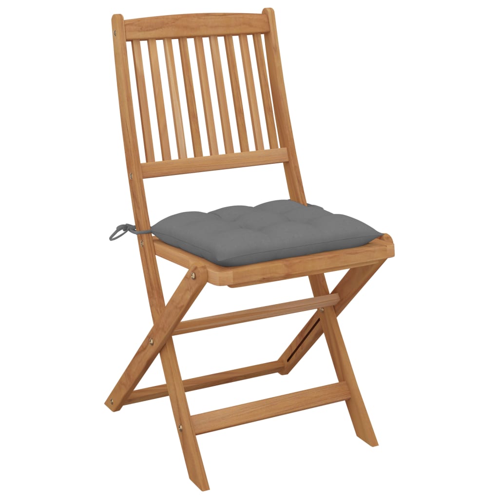 vidaXL saliekami dārza krēsli ar matračiem, 6 gab., akācijas masīvkoks