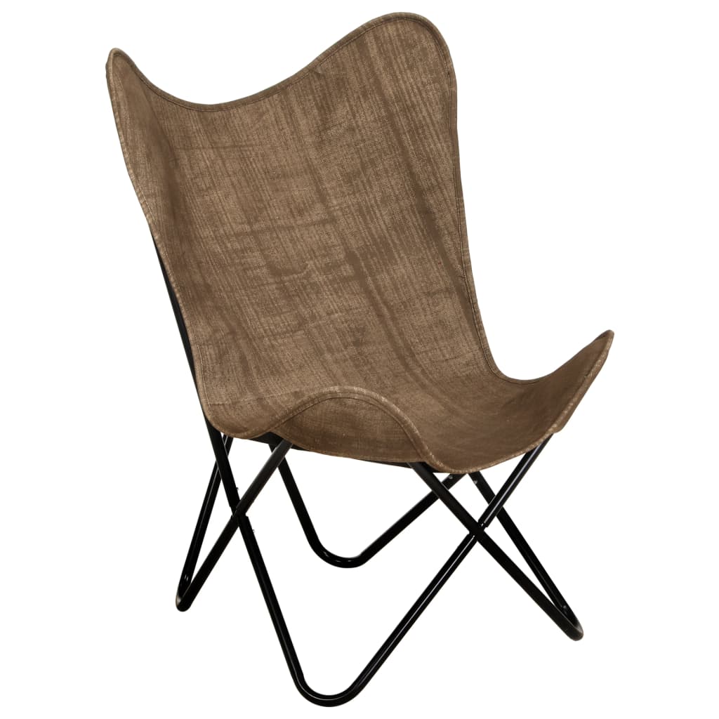 vidaXL tauriņa formas krēsls, pelēkbrūns audums