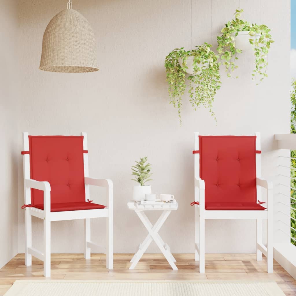 vidaXL dārza krēslu spilveni, 2 gab., sarkani, 100x50x3 cm, audums