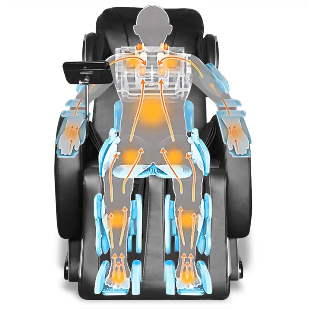 vidaXL masāžas krēsls ar vadības paneli, melna mākslīgā āda