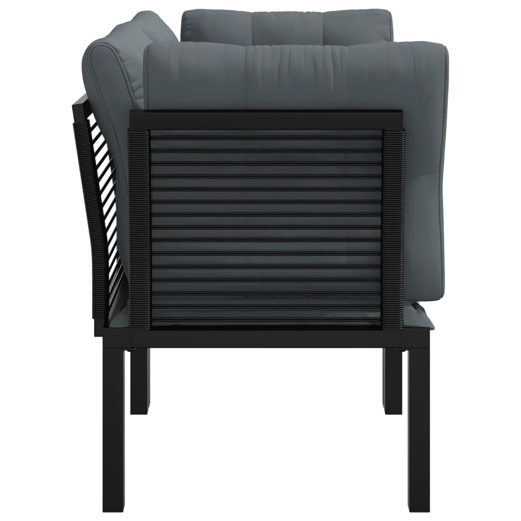 vidaXL dārza stūra krēsli ar spilveniem, 2 gab., melna PE rotangpalma