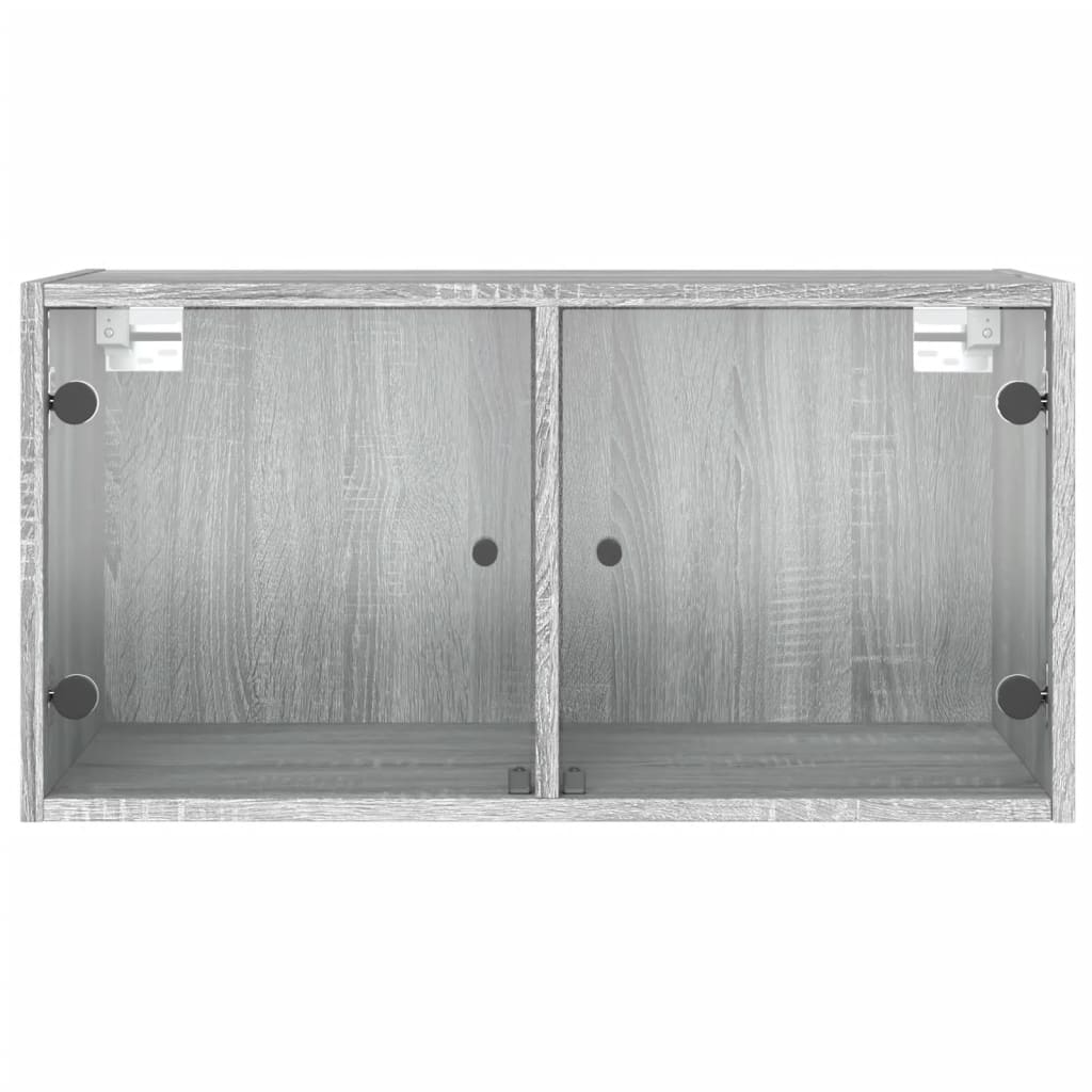 vidaXL skapītis ar stikla durvīm, pelēka ozola, 68,5x37x35 cm