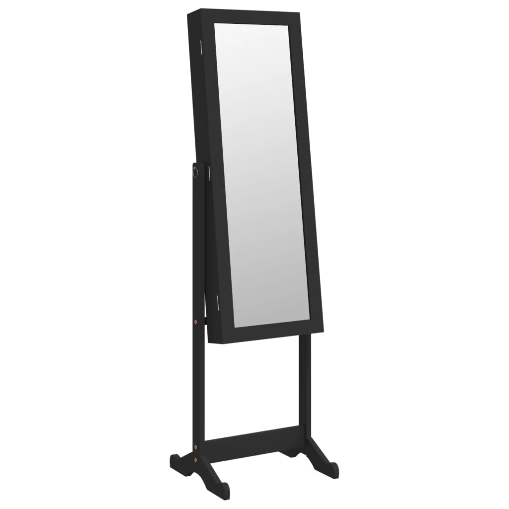 vidaXL rotaslietu skapis ar spoguli, LED gaismas, brīvi stāvošs, melns