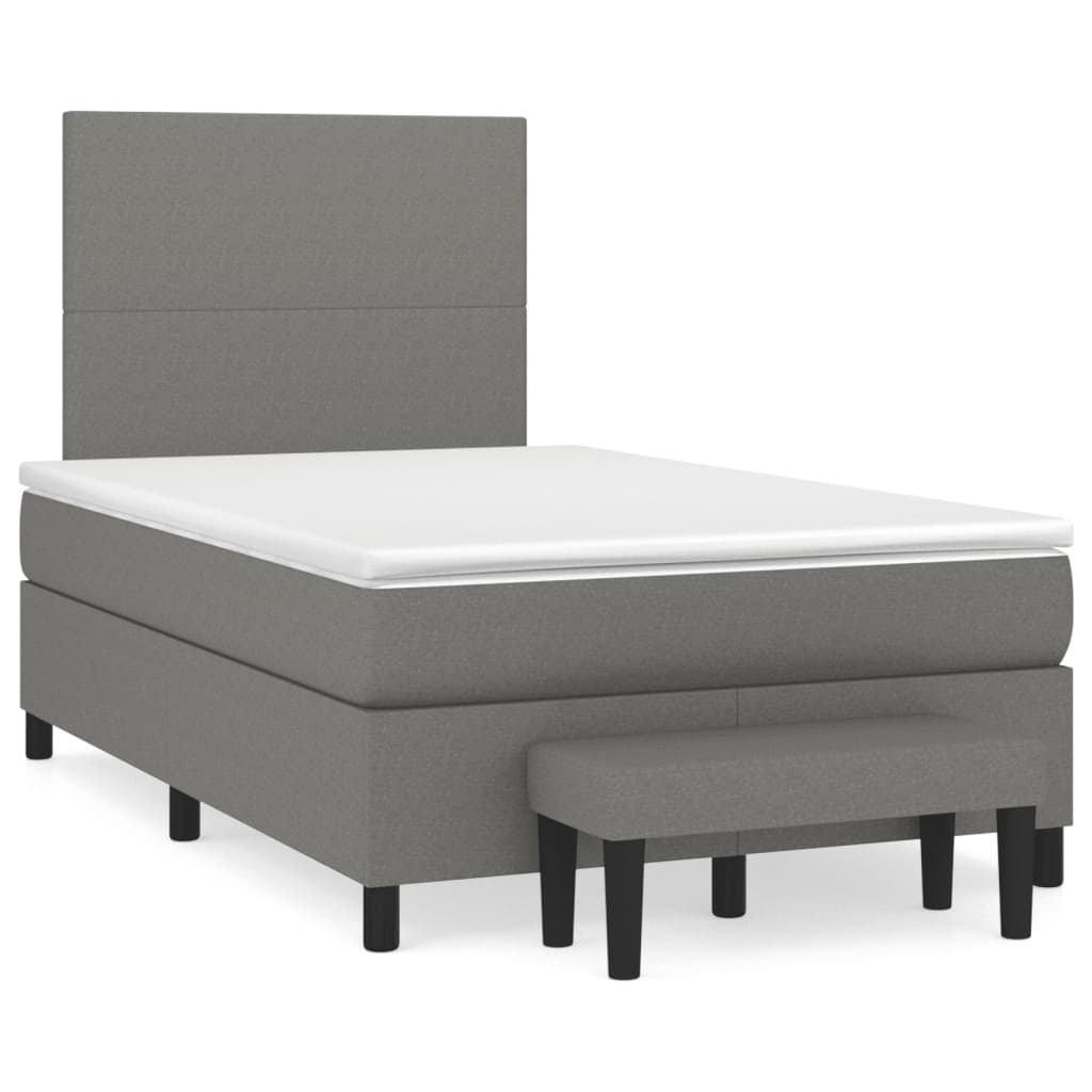 vidaXL atsperu gulta ar matraci, tumši brūns audums, 120x190 cm