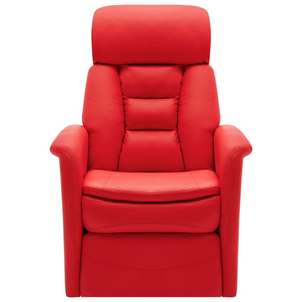 vidaXL atpūtas krēsls, paceļams, sarkana mākslīgā āda