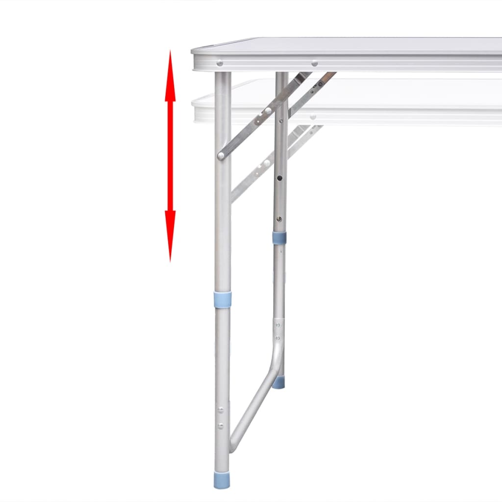 Saliekams kempinga galds un 6 taburetes, regulējams augstums, 180x60cm