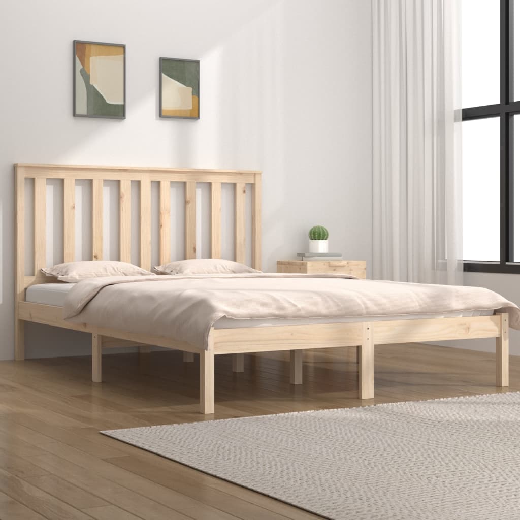 vidaXL gultas rāmis, priedes masīvkoks, 150x200 cm, liels, divvietīgs