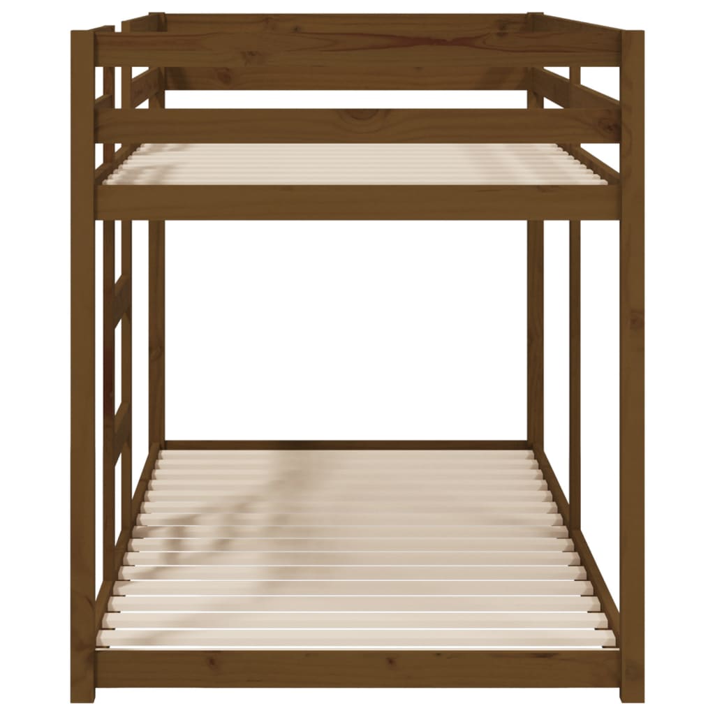vidaXL divstāvu gulta, medus brūna, 90x200 cm, priedes masīvkoks