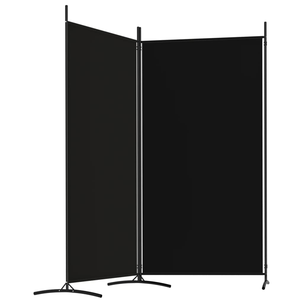 vidaXL 2-paneļu istabas aizslietnis, 175x180 cm, melns audums