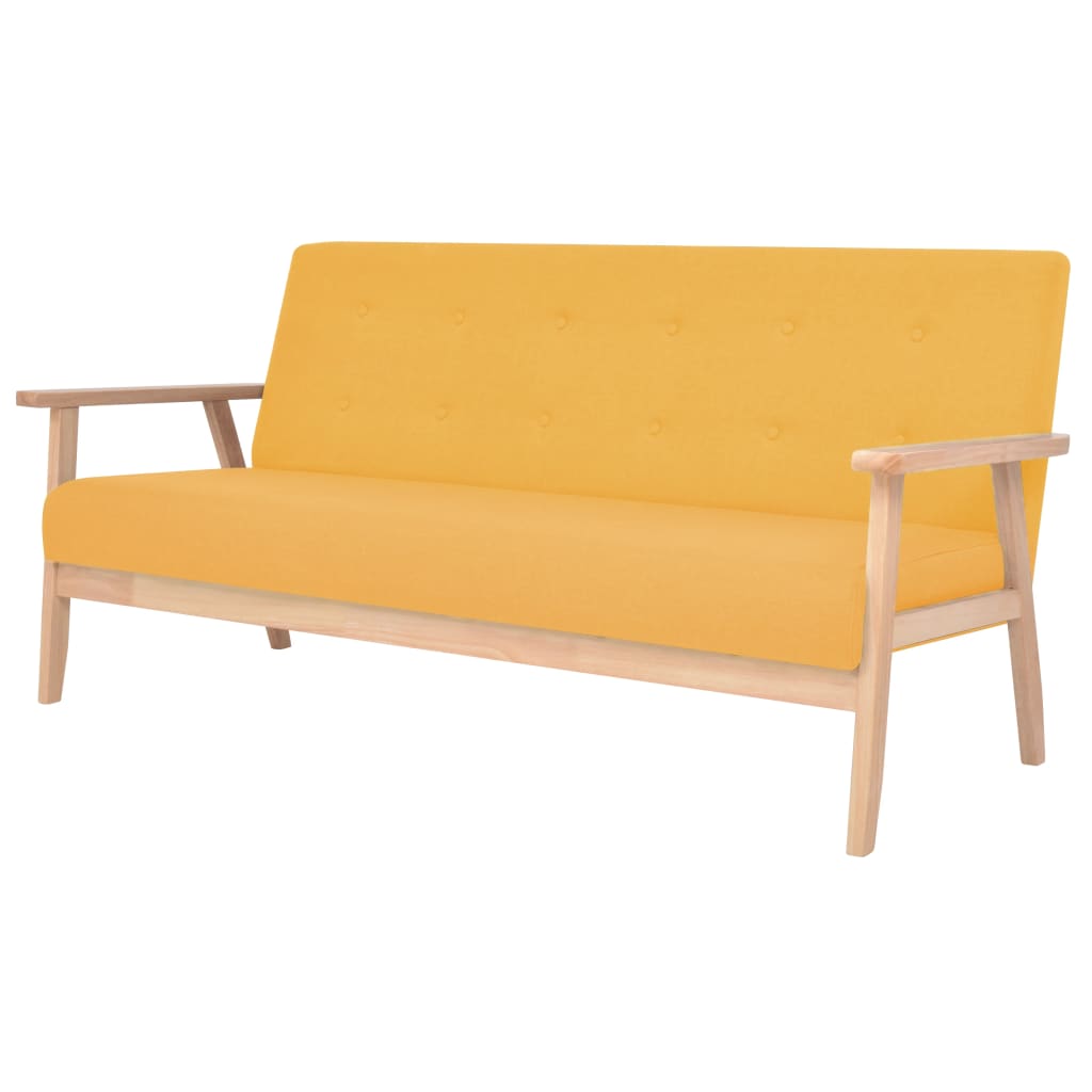 vidaXL dīvāns, trīsvietīgs, dzeltens audums