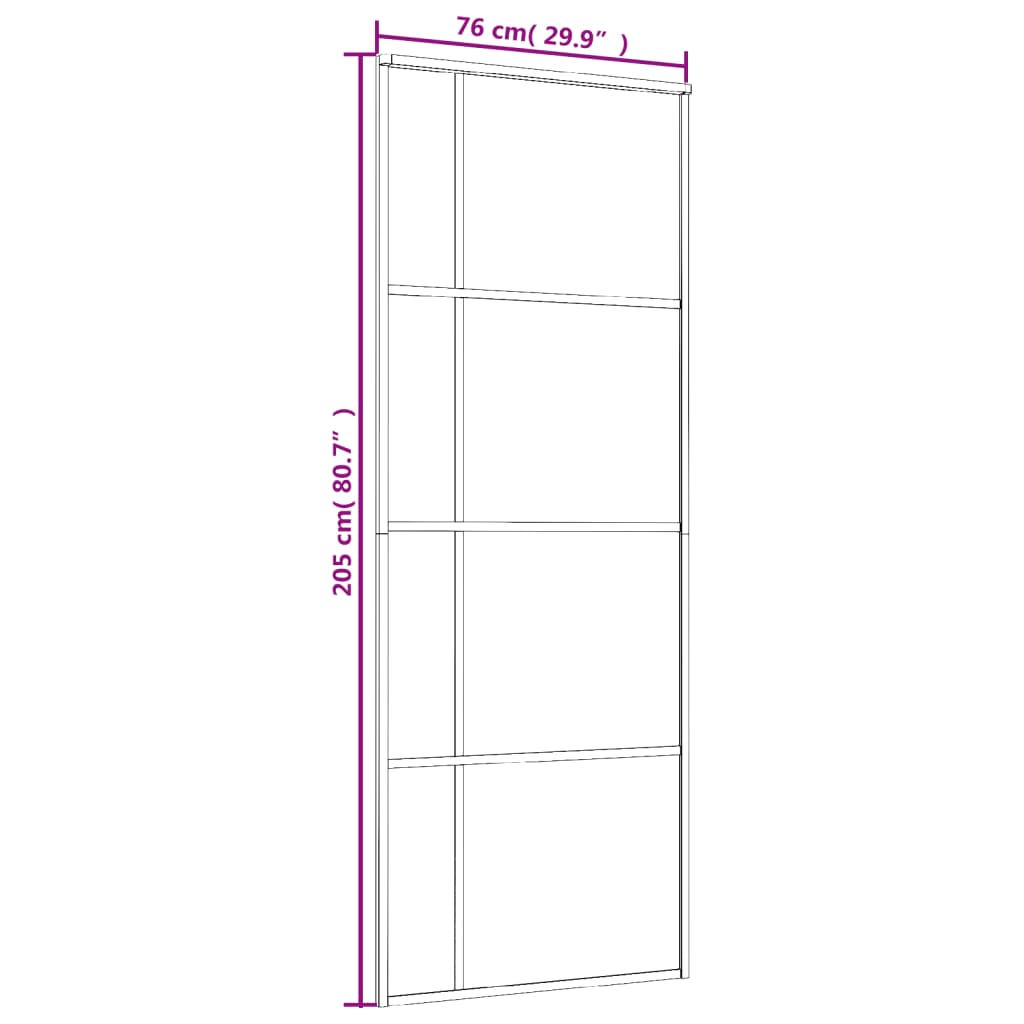 vidaXL bīdāmās durvis, 76x205 cm, matēts ESG stikls, melns alumīnijs