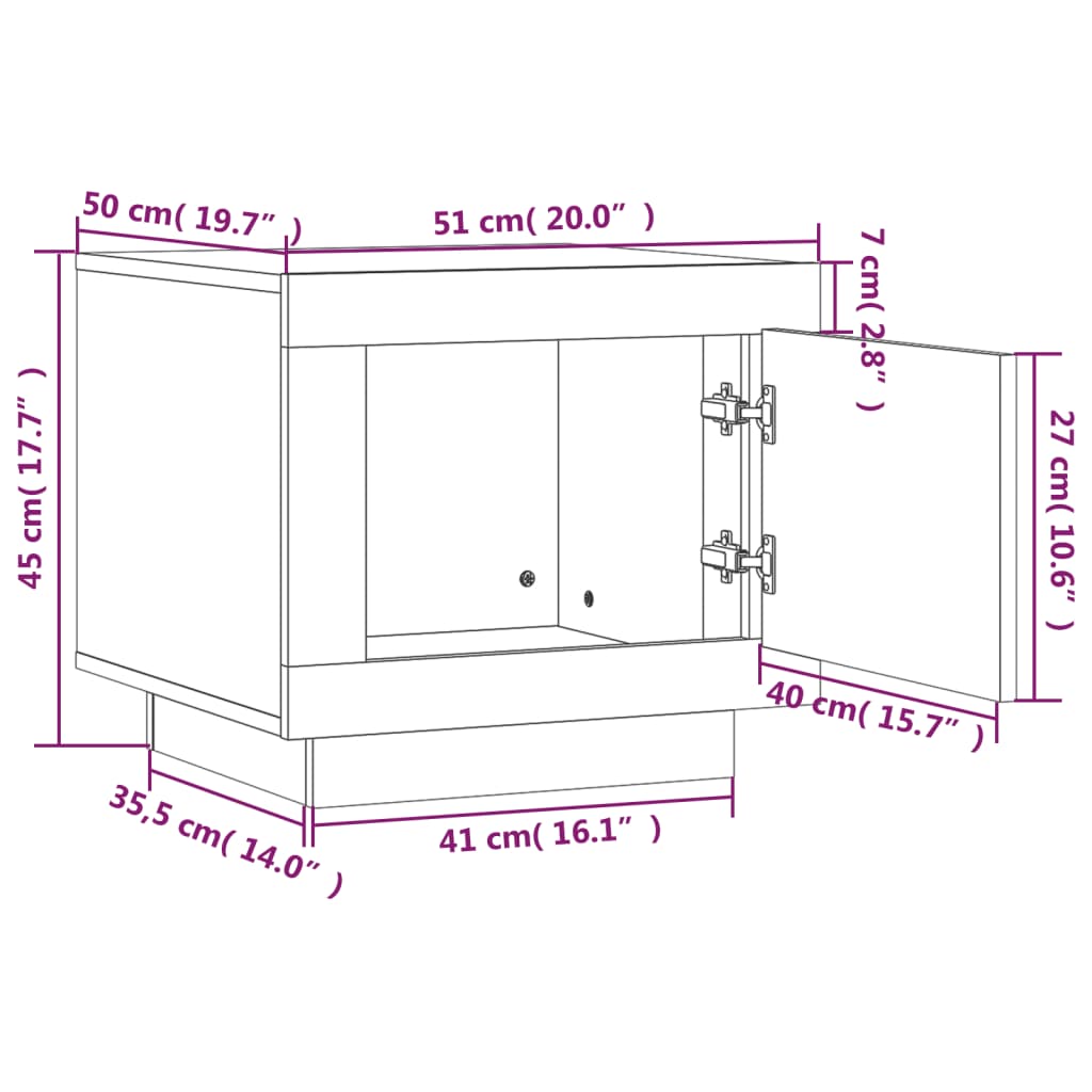 vidaXL kafijas galdiņš, balts, 51x50x45 cm, inženierijas koks