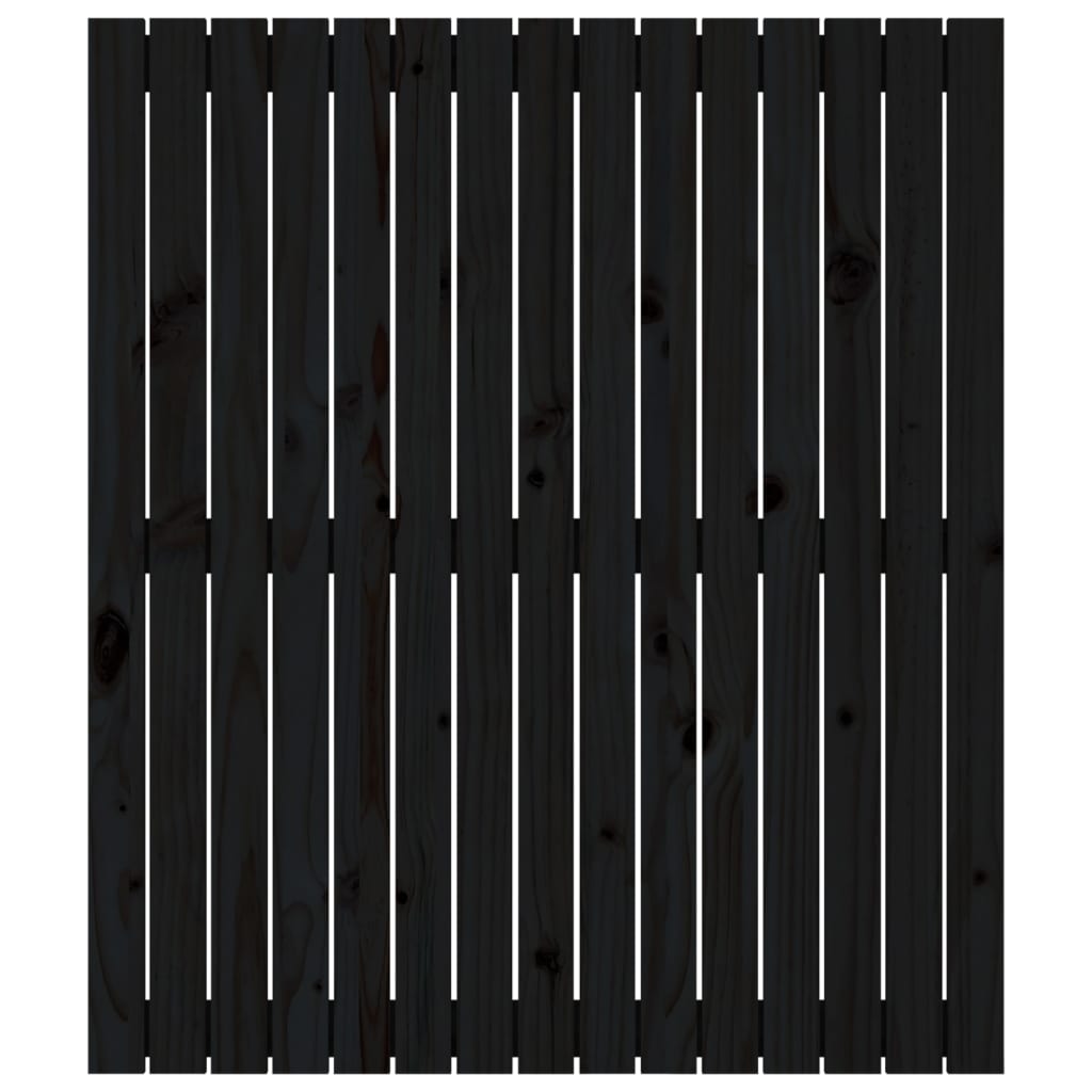 vidaXL sienas galvgalis, melns, 95,5x3x110 cm, priedes masīvkoks