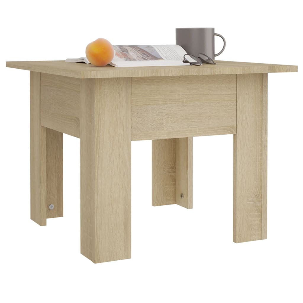 vidaXL kafijas galdiņš, ozolkoka krāsā, 55x55x42 cm, skaidu plāksne