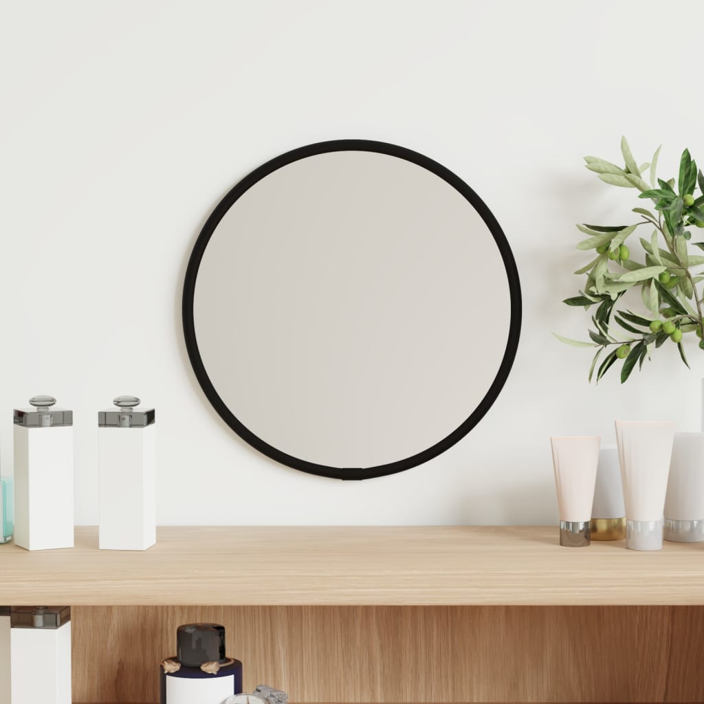 vidaXL sienas spogulis, melns, Ø 20 cm, apaļš