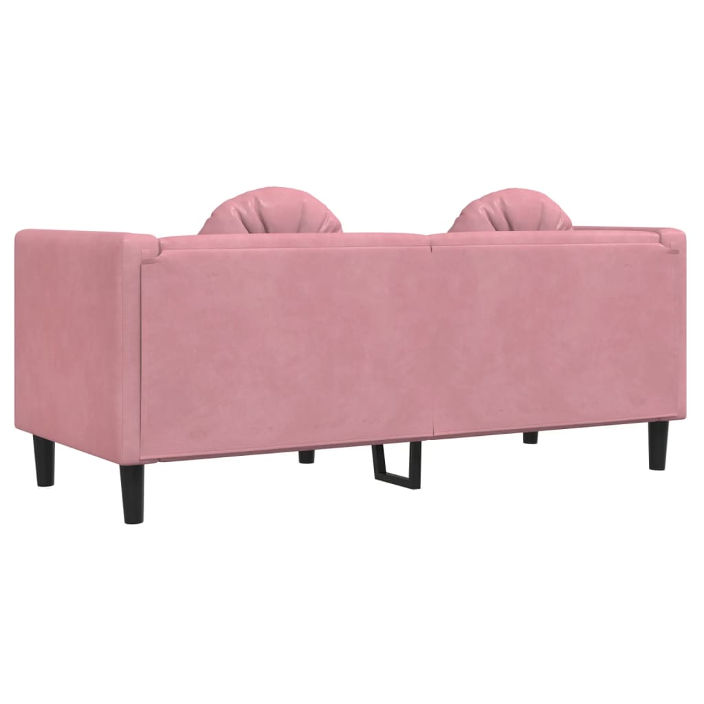 vidaXL divvietīgs dīvāns ar matračiem, rozā samts