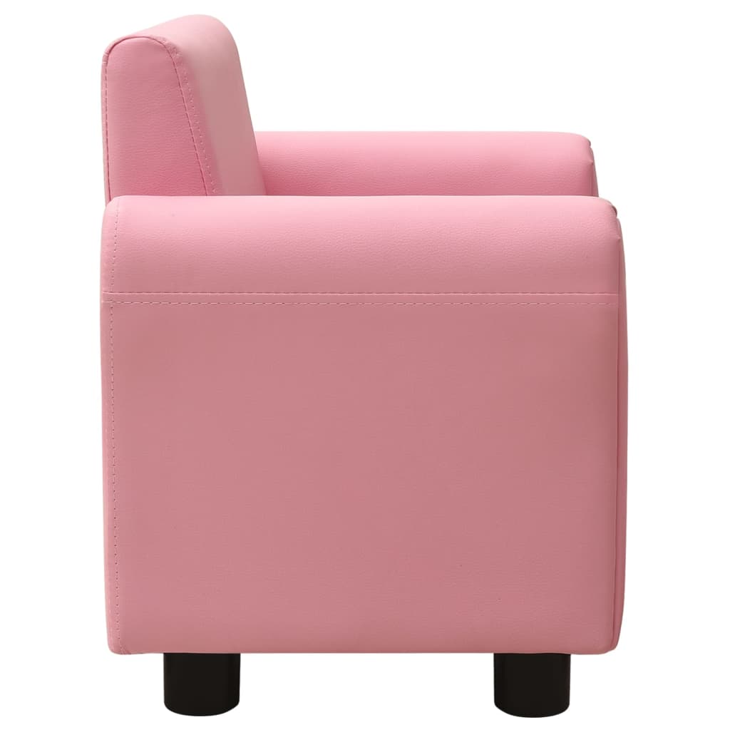 vidaXL bērnu dīvāns ar kājsoliņu, rozā mākslīgā āda