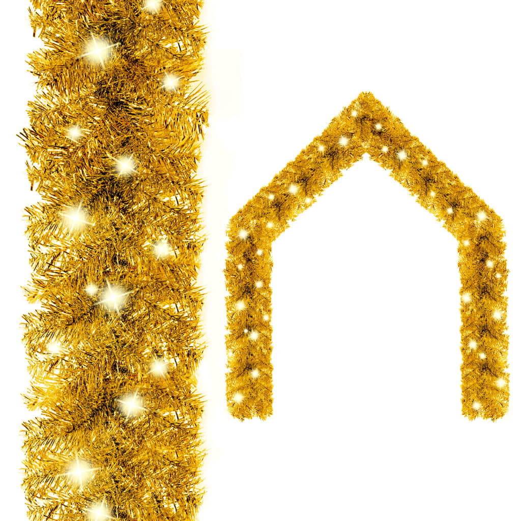 vidaXL Ziemassvētku vītne ar LED lampiņām, 10 m, zeltaina