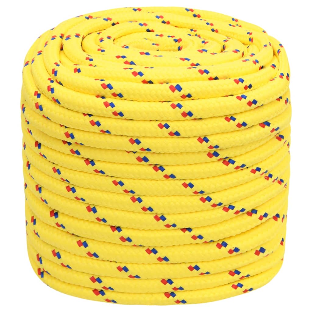 vidaXL laivu virve, dzeltena, 16 mm, 25 m, polipropilēns