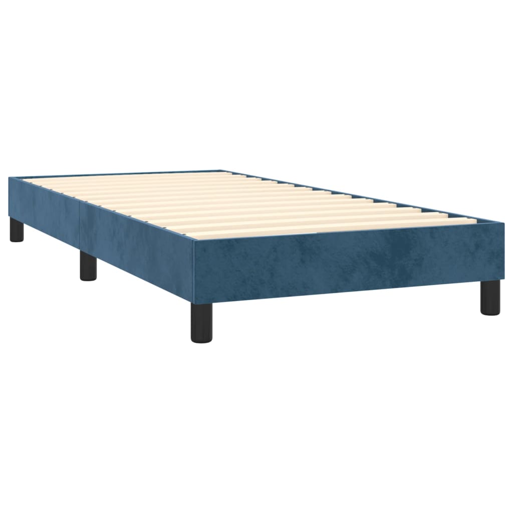 vidaXL atsperu gultas rāmis, tumši zils samts, 80x200 cm