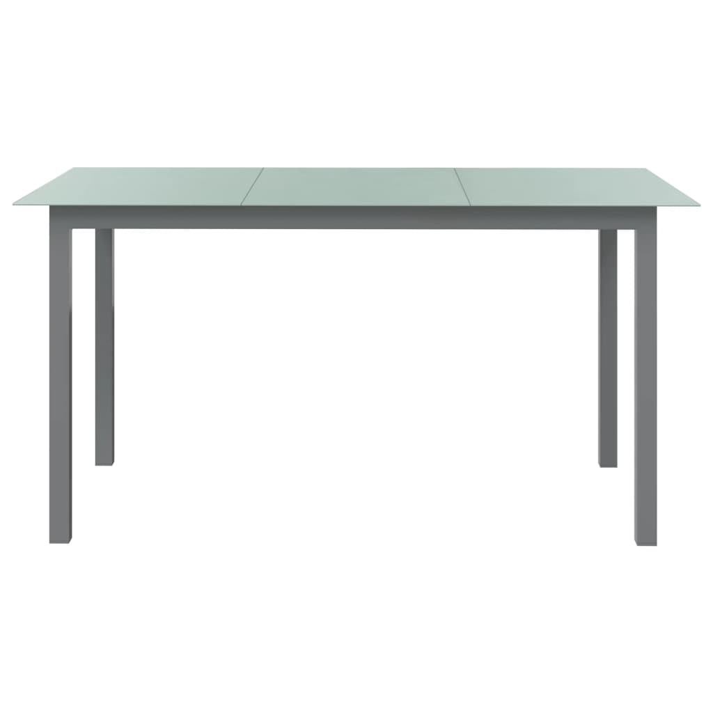 vidaXL dārza galds, gaiši pelēks, 150x90x74 cm, alumīnijs un stikls