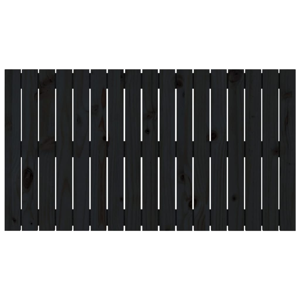 vidaXL sienas galvgalis, melns, 108x3x60 cm, priedes masīvkoks