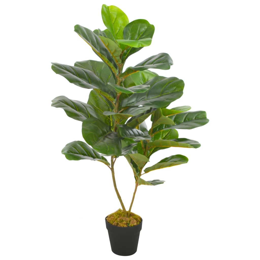 vidaXL mākslīgais augs, lirveida fikuss ar podiņu, zaļš, 90 cm