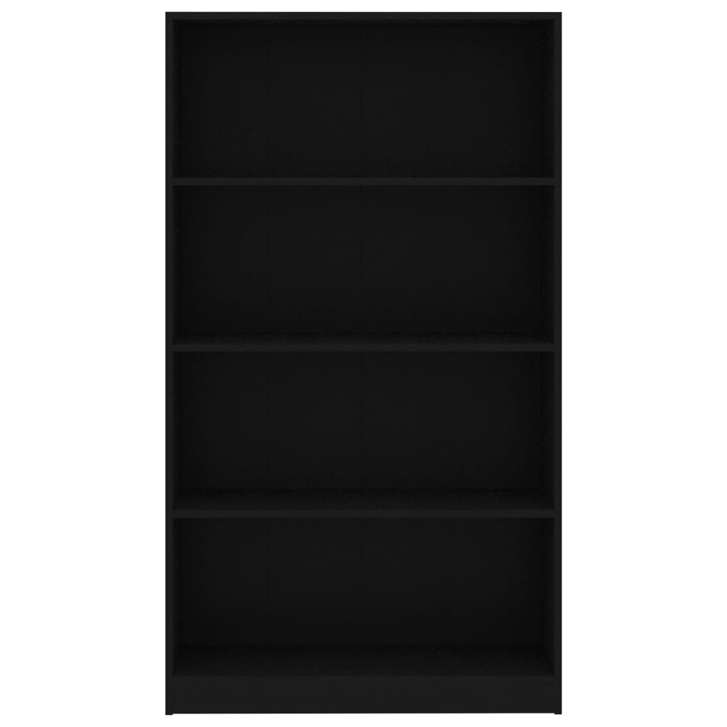 vidaXL 4-līmeņu grāmatu plaukts, melns, 80x24x142 cm, skaidu plāksne
