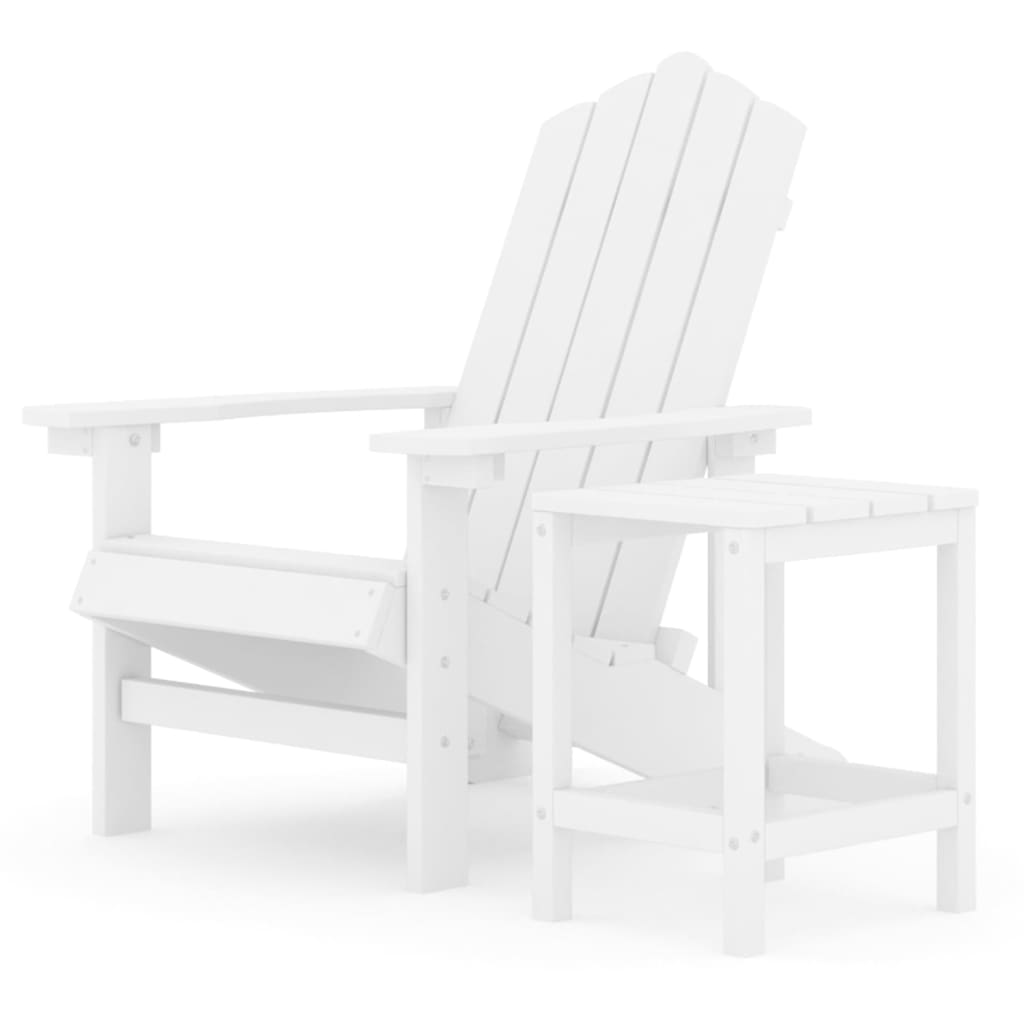 vidaXL dārza krēsls ar galdiņu, HDPE, balts