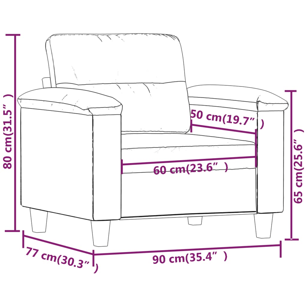 vidaXL atpūtas krēsls, tumši pelēks, 60 cm, mikrošķiedras audums