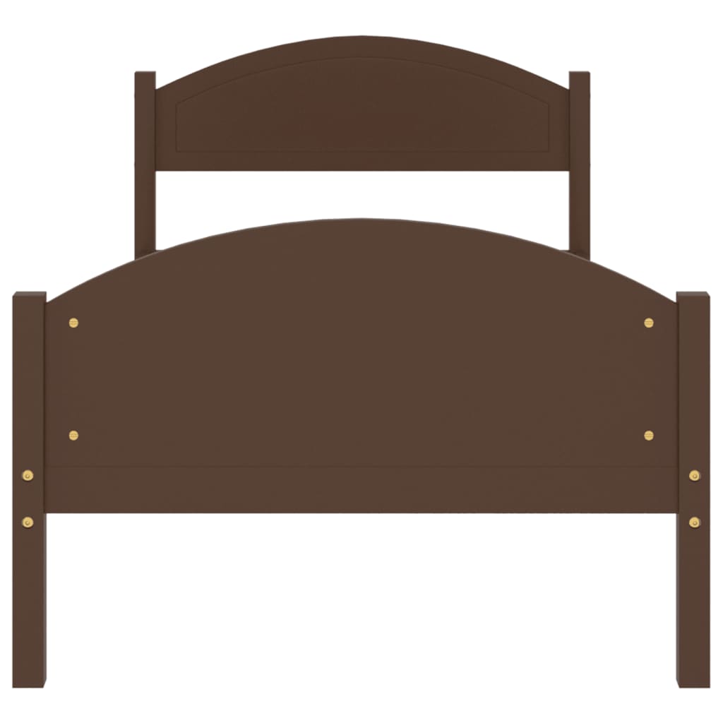 vidaXL gultas rāmis, tumši brūns, priedes masīvkoks, 100x200 cm