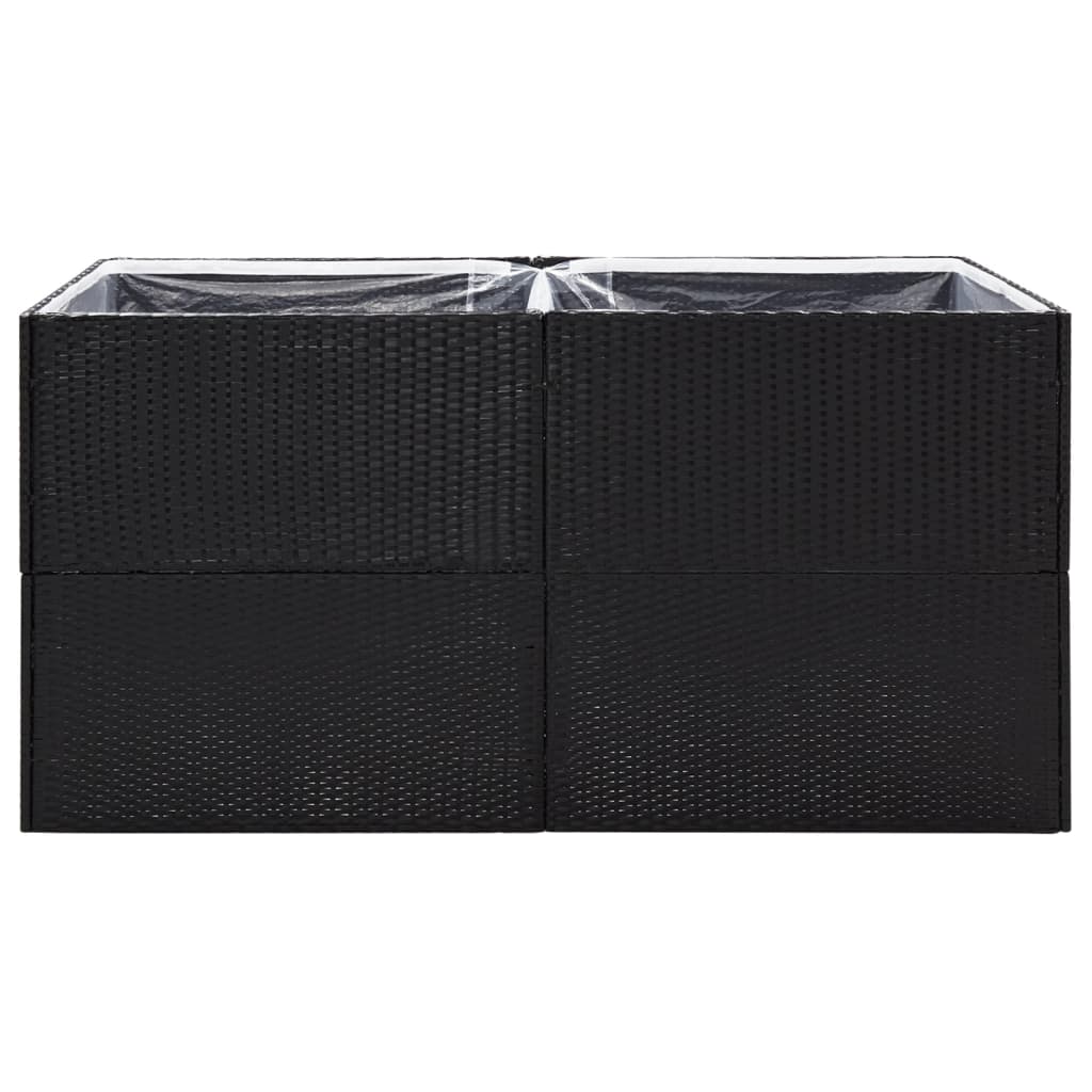 vidaXL dārza puķu kaste, 157x80x80 cm, melna polietilēna rotangpalma