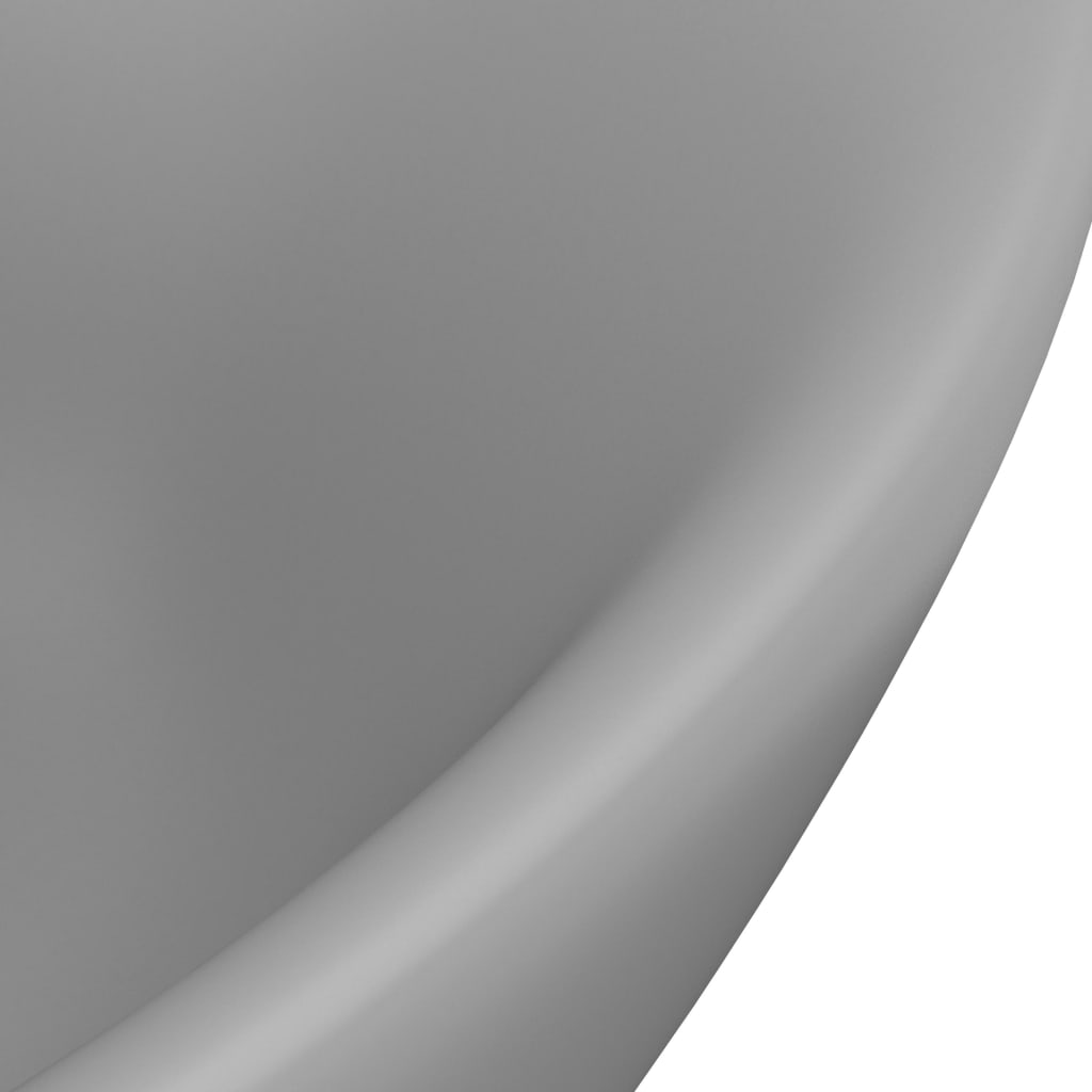 vidaXL izlietne, 58,5x39 cm, ovāla, matēta gaiši pelēka keramika