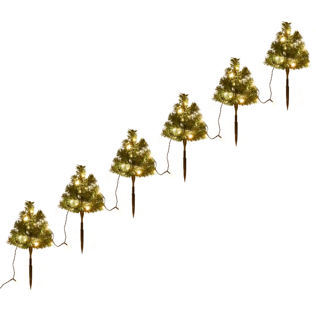 vidaXL Ziemassvētku egļu celiņš, 6 egles, silti baltas LED, 45 cm, PVC