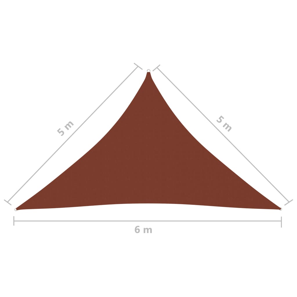 vidaXL saulessargs, 5x5x6 m, trijstūra, sarkanbrūns oksforda audums