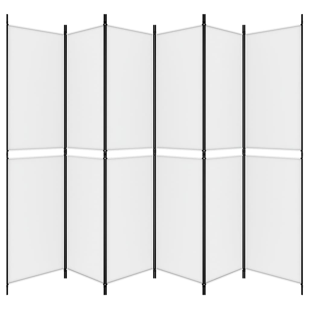 vidaXL 6 paneļu istabas aizslietnis, balts, 300x220 cm, audums