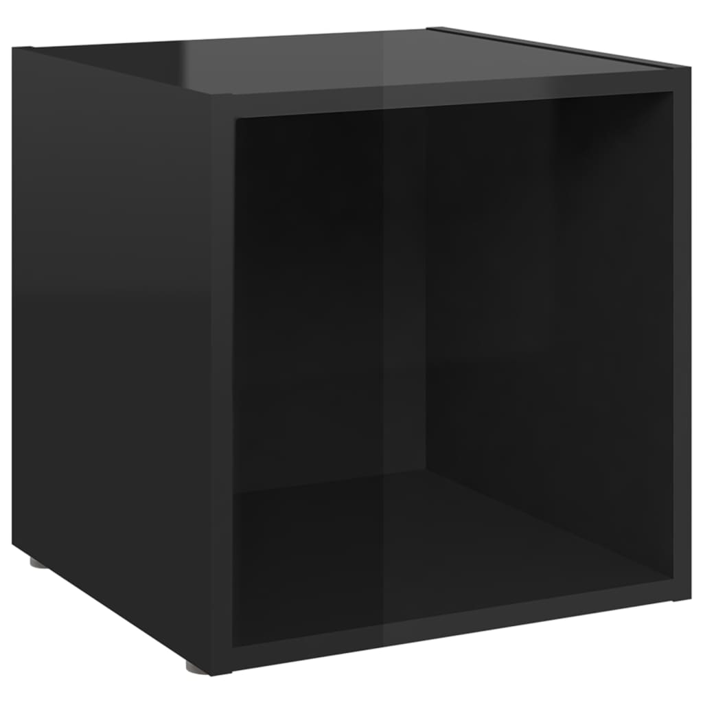 vidaXL TV plaukts, spīdīgi melns, 37x35x37 cm, skaidu plāksne