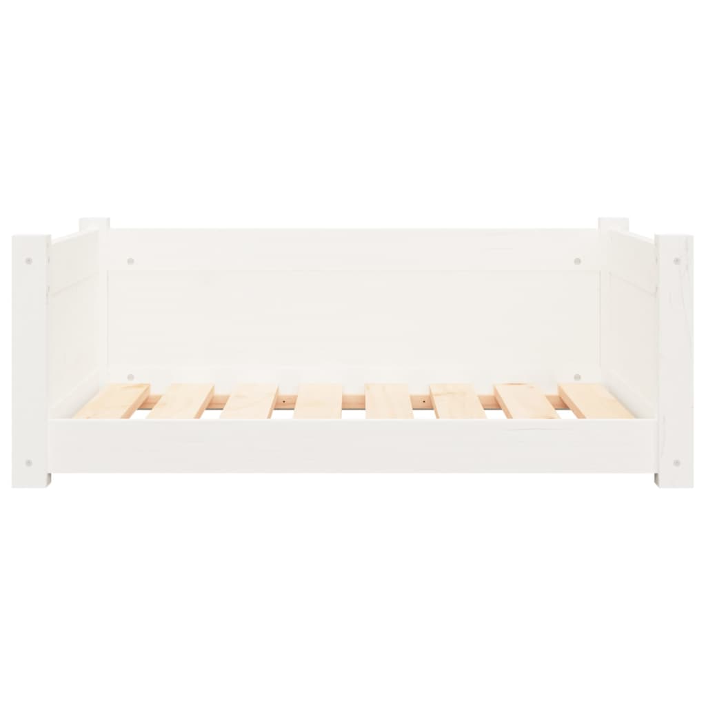 vidaXL suņu gulta, balta, 75,5x55,5x28 cm, priedes masīvkoks