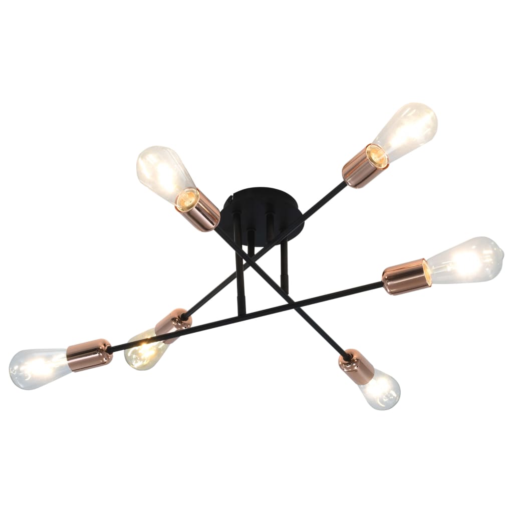 vidaXL griestu lampa, E27, melnā un vara krāsā