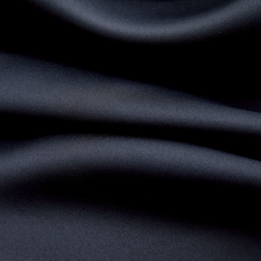 vidaXL biezais aizkars ar metāla riņķiem, melns, 290x245 cm